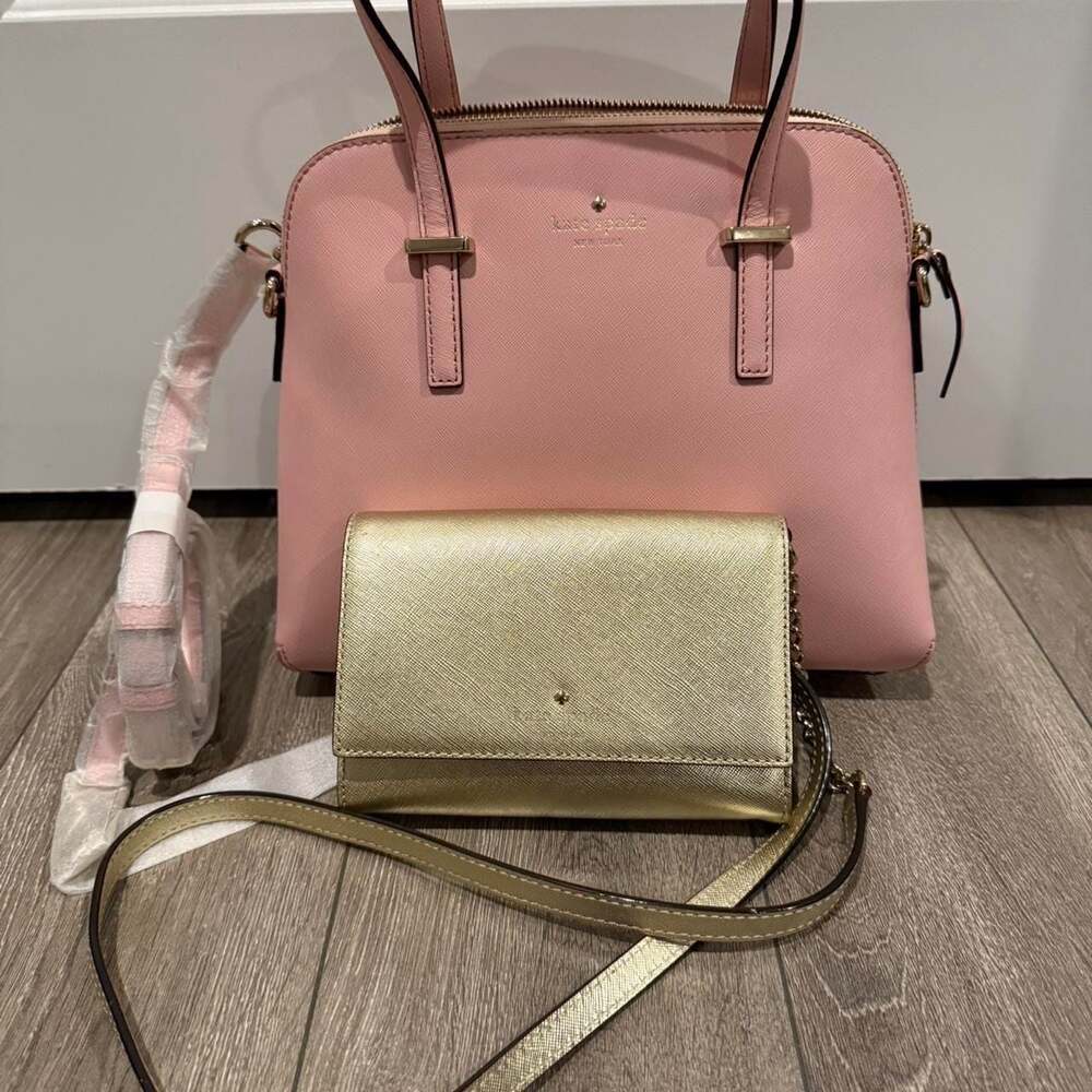 Kate Spade Cedar Street Maise Satchel and Gold Crossbody Clutch Set